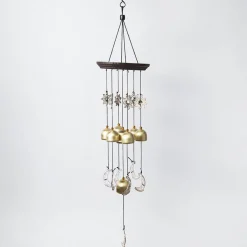 Unique Golden Decorative Wind Chime For Home - 11.5 X 11.5 X 55 Cm