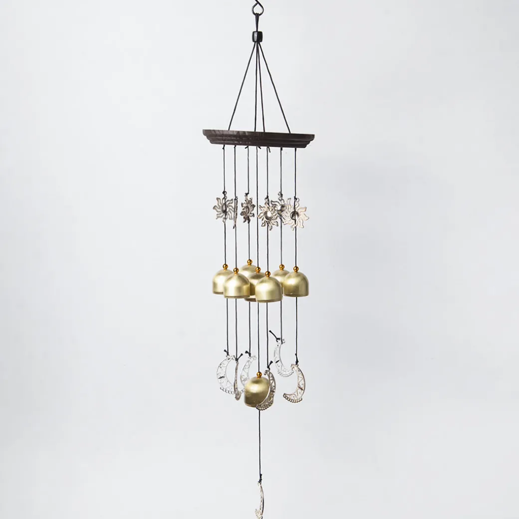 Unique Golden Decorative Wind Chime For Home - 11.5 X 11.5 X 55 Cm