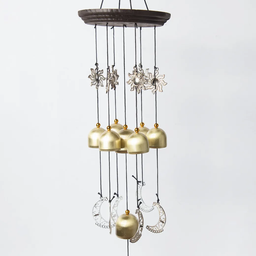 Unique Golden Decorative Wind Chime For Home - 11.5 X 11.5 X 55 Cm
