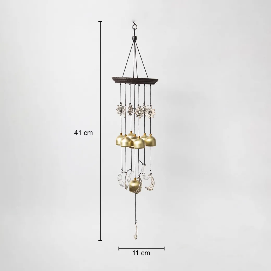 Unique Golden Decorative Wind Chime For Home - 11.5 X 11.5 X 55 Cm