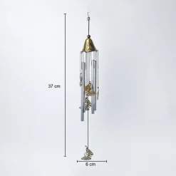 Unique Silver & Copper Decorative Wind Chime For Home - 7 X 7 X 53.5 Cm