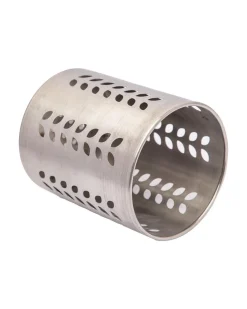Utensil Caddy, Leaf Punch Design, Silver, Stainless Steel
