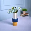 Vibrant Blue & Mustard Ceramic Vase