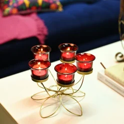 VON CASA 5 Votive Tea Light Candle Holder With Metal Stand