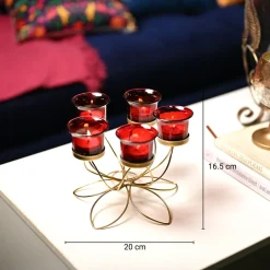 VON CASA 5 Votive Tea Light Candle Holder With Metal Stand