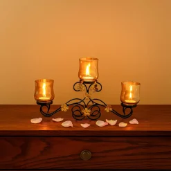VON CASA 3 Votive T-Light Holder – Black Shine Luster Glass Brilliance