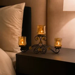 VON CASA 3 Votive T-Light Holder – Black Shine Luster Glass Brilliance