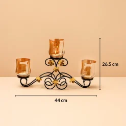 VON CASA 3 Votive T-Light Holder – Black Shine Luster Glass Brilliance