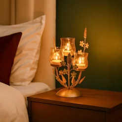 VON CASA 3 Votive T-Light Holder – Golden Luster Glass