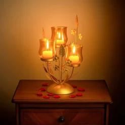 VON CASA 3 Votive T-Light Holder – Golden Luster Glass