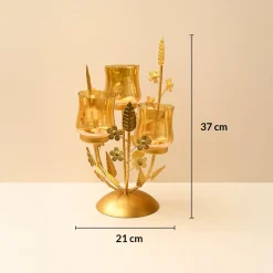 VON CASA 3 Votive T-Light Holder – Golden Luster Glass