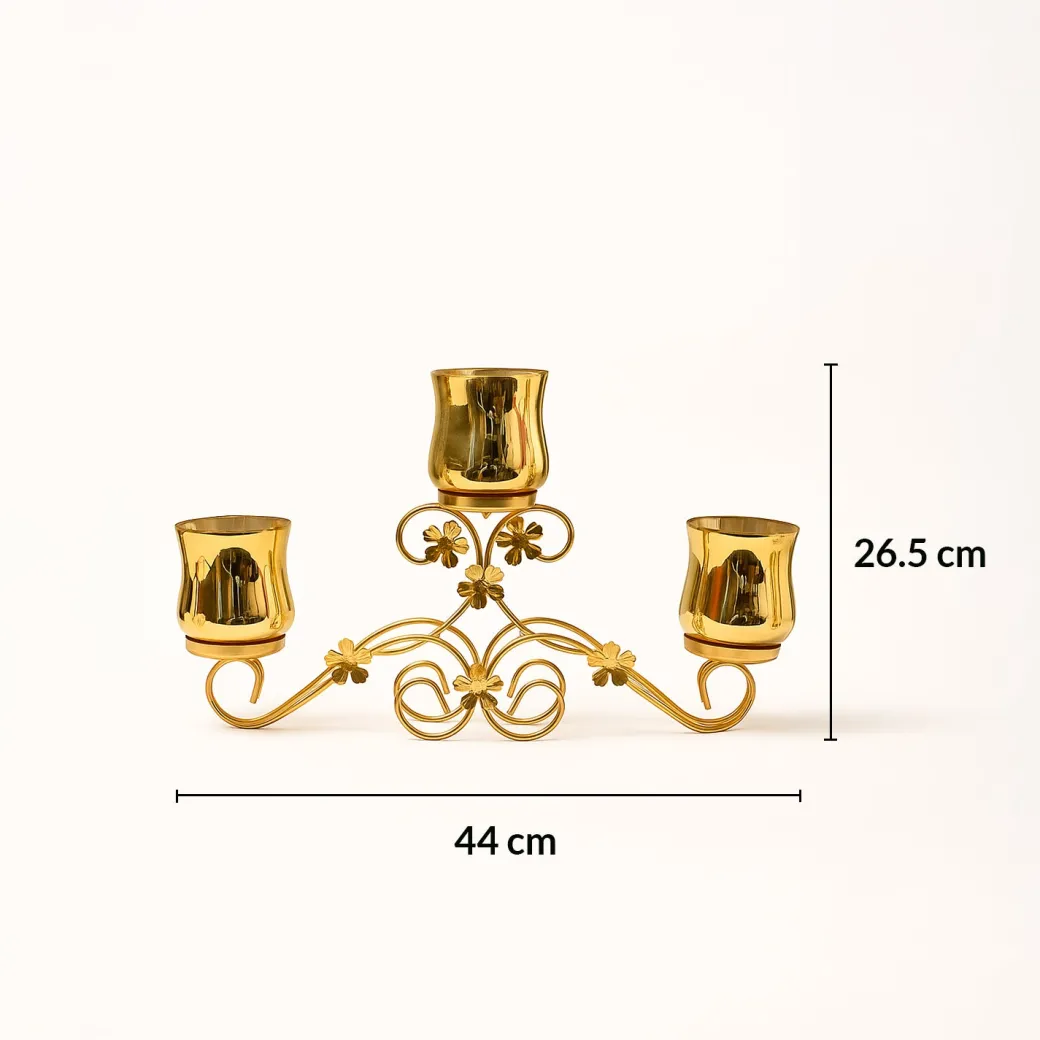 VON CASA 3 Votive T-Light Holder – Golden Mercury Glass Elegance