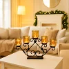 VON CASA 5 Votive T-Light Holder – Black & Golden Luster Glass