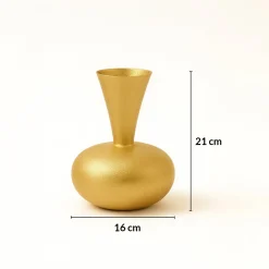VON CASA Big Golden Surahi Flower Vase – (21 CM)