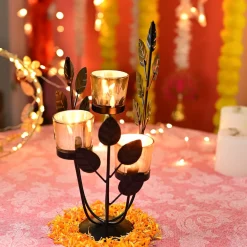 VON CASA Black 3 Votive Tree Tealight Holder