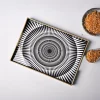 VON CASA Black & White Large Sunflower Print Serving Tray