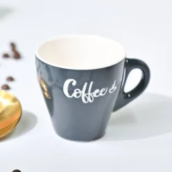 VON CASA Black Coffee Mug - Set Of 2, 90Ml Each
