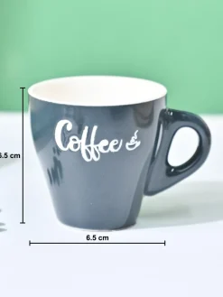 VON CASA Black Coffee Mug - Set Of 2, 90Ml Each