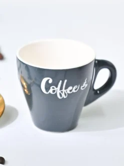 VON CASA Black Coffee Mug - Set Of 2, 90Ml Each