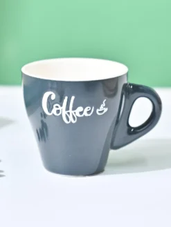 VON CASA Black Coffee Mug - Set Of 2, 90Ml Each