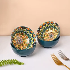 VON CASA Blue Ceramic Bowl Set Of 4