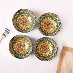 VON CASA Blue Ceramic Bowl Set Of 4