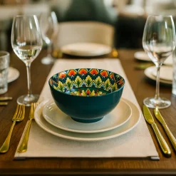 VON CASA Blue Ceramic Bowl Set Of 4