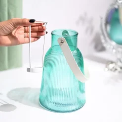 VON CASA Blue Cylindrical Glass T-Light Holder
