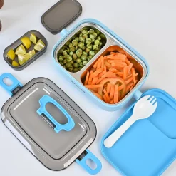 VON CASA Blue Plastic Lunch Box with Spoon