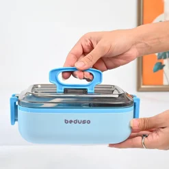 VON CASA Blue Plastic Lunch Box with Spoon