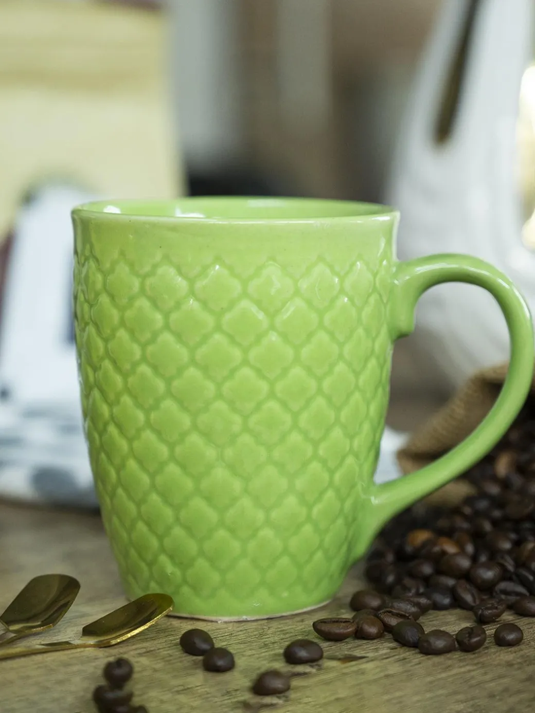 VON CASA Ceramic Coffee Mug - 320 Ml, Green
