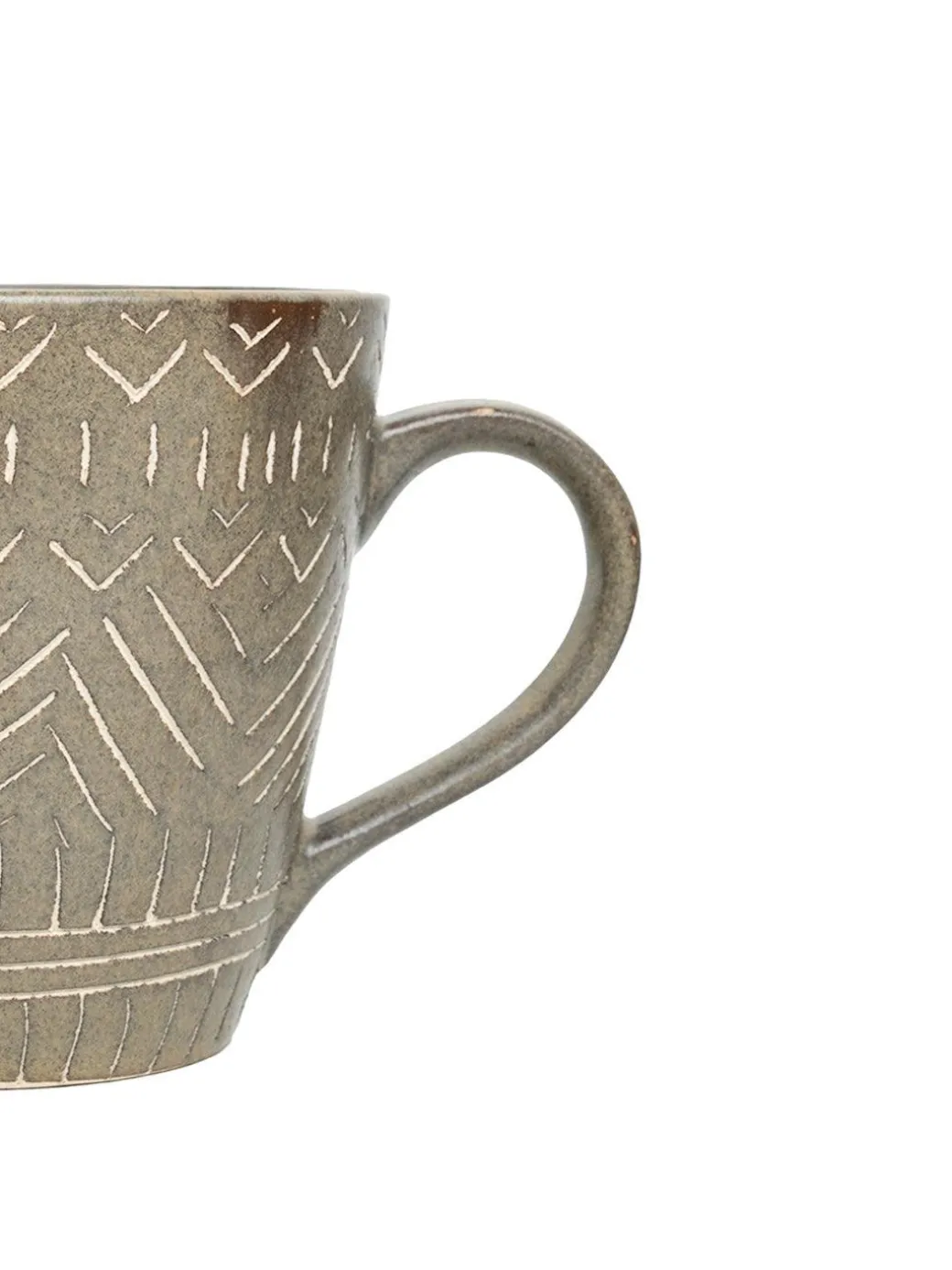 VON CASA Ceramic Coffee Mug - 320 Ml, Brown & Engrabed