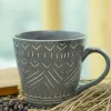 VON CASA Ceramic Coffee Mug - 320 Ml, Light Blue & Engrabed