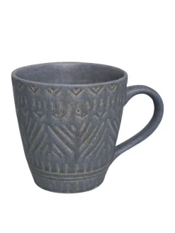 VON CASA Ceramic Coffee Mug - 320 Ml, Light Blue & Engrabed