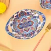 VON CASA Ceramic Mandala Light Blue Long Dish