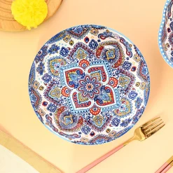 VON CASA Ceramic Mandala Light Blue Round Platter