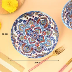 VON CASA Ceramic Mandala Light Blue Round Platter