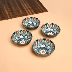 VON CASA Ceramic Mandala Navy Blue Bowl Set Of 4