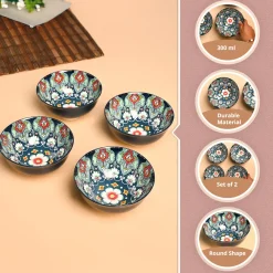 VON CASA Ceramic Mandala Navy Blue Bowl Set Of 4