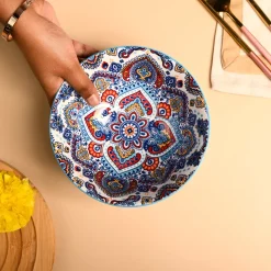 VON CASA Ceramic Mandala Light Blue Round Serving Bowl Set Of 2