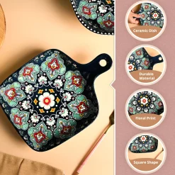 VON CASA Ceramic Square Dish with Handle Navy Blue
