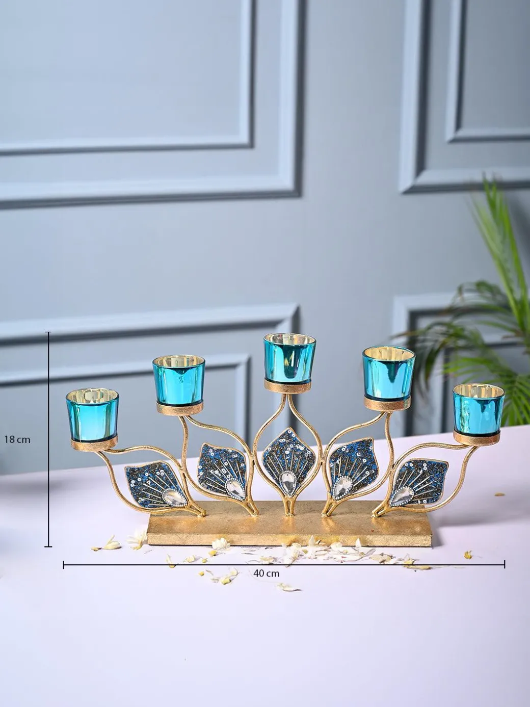 VON CASA Decorative 5 Votive Tea Light Holder With Metal Stand