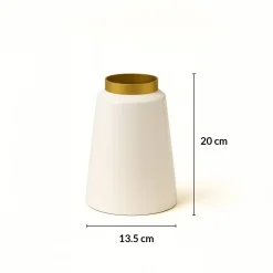 VON CASA Decorative Vase – White with Golden Ring