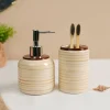 VON CASA Fine-Lined Ceramic Bathroom Set (Set Of 2)