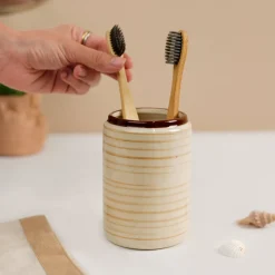 VON CASA Fine-Lined Ceramic Bathroom Set (Set Of 2)