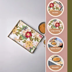 VON CASA Floral Design Large Decorative Serving Tray