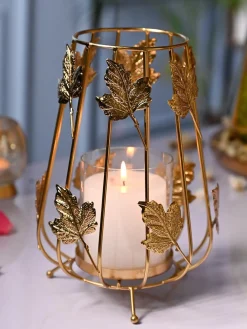 VON CASA Glass Votive Holder with Metal Basket