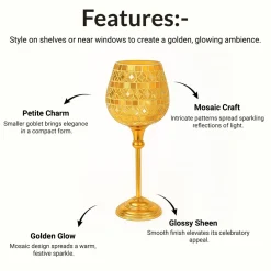 VON CASA Goblet T-Light Holder (Small) – Golden Mosaic Charm