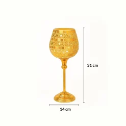 VON CASA Goblet T-Light Holder (Small) – Golden Mosaic Charm