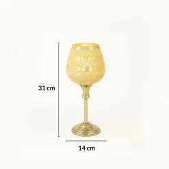 VON CASA Goblet T-Light Holder (Small) – Silver Mosaic Glow